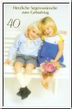 Faltkarte 40. Geburtstag (Kinder blau)
