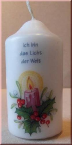 Kerze "Ich bin das Licht der Welt" wei�